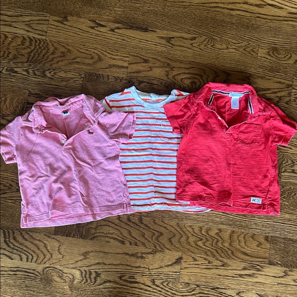 Janie and Jack Trio Polo Set in Pink, Red, and Stripes